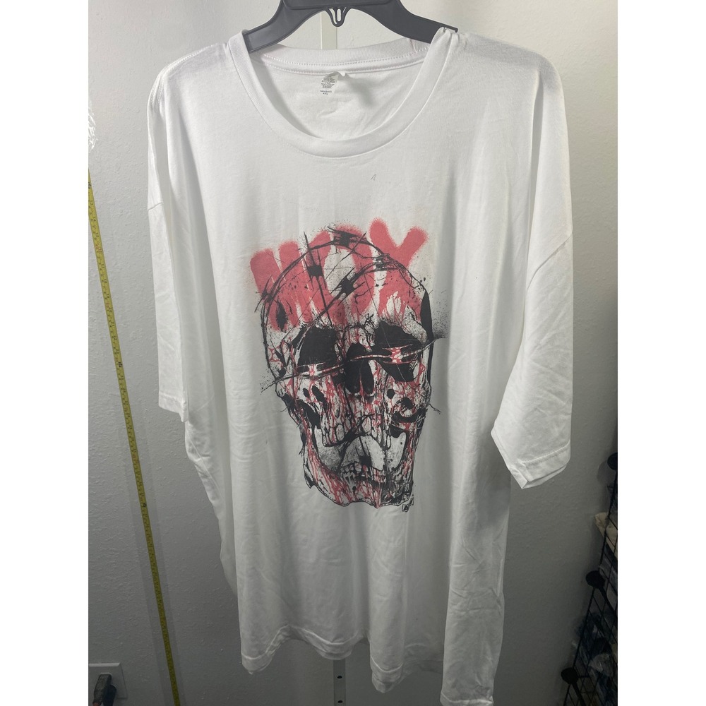 Next Level Apparel White Skull Graphic T-Shirt Mens 4XL Barbed Wire Streetwear